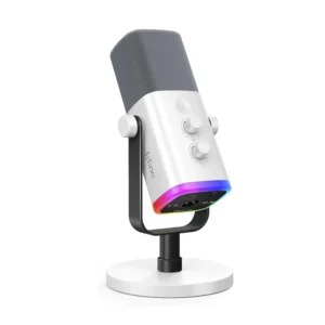 Microfono Fifine Am8 Ampligame (Am8-w) Blanco, Boton De Silencio, Soporte De Escritorio, Cable Usb-c/xlr, Led-rgb