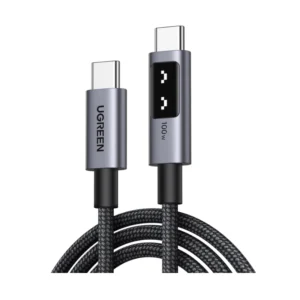 Cable De Carga & Datos Usb-C A Usb-C Ugreen L509 (35512) Negro, 100W De Carga Rapida, Con Pantalla Led, Para Iphone 16, 2 Metro