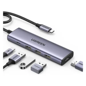 Adaptador Usb-c A 5 En 1 Ugreen Cm511 (15597) 20cm, 3x Usb, X1 Hdmi