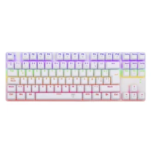 Teclado T-Dagger Bora Lite Rainbow 80% (T-Tgk313W-Lit) Gaming, Blanco, Mecanico, Switch Rojo, Led-Rgb