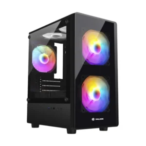 Case Halion (Luna P25) Sin Fuente, Negro, Micro-Atx, 2 Panel Vidrio, X3 Fan, Led-Rgb