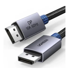 Cable Dp A Dp Ugreen Dp131 (55568) 2.1, 4K/8K/16K, Aluminio Hdr, Hdcp2.3, Dsc1.2A, Freesync, G-Sync, 2 Metros