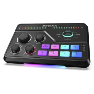 Mezcladora De Audio Fifine Sc8 Ampligame (Sc8-B) Negro, Para Jugadores Y Streamers, Efectos De Audio Personalizables, Admite Xlr, Mezcla De Juego/Chat