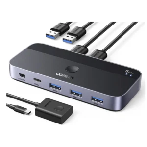 Conmutador Usb 3.0 Ugreen Cm662 (15705) 2 Computadoras Que Comparten Dispositivos Usb C Y A, Usb De 4 Puertos Para Compartir Teclado/Mouse/Camara/Etc