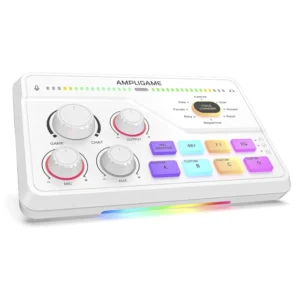Mezcladora De Audio Fifine Sc8 Ampligame (Sc8-W) Blanco, Para Jugadores Y Streamers, Efectos De Audio Personalizables, Admite Xlr, Mezcla De Juego/Cha