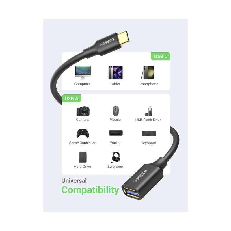 Adaptador Usb-C A Usb 3.0 Ugreen Us154 (30701) Cable De 150 Mm 2 Adaptador Usb-C A Usb 3.0 Ugreen Us154 (30701) Cable De 150 Mm - Imagen 2