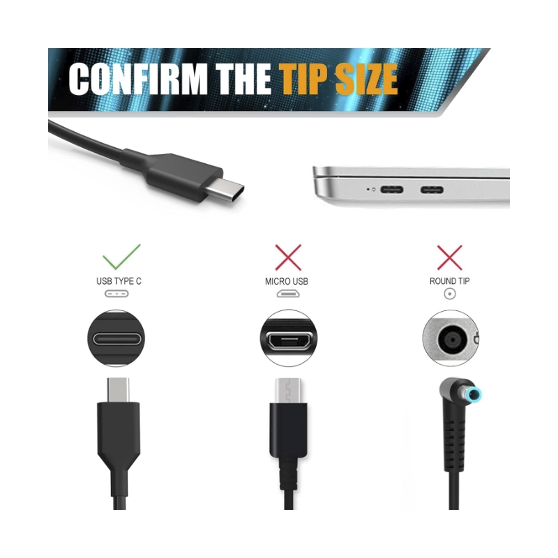 Cargador De Laptop (677770-003) Para Hp, 20V, 3.25A, 65W, Punta Usb-C 2 Cargador De Laptop (677770-003) Para Hp, 20V, 3.25A, 65W, Punta Usb-C - Imagen 2