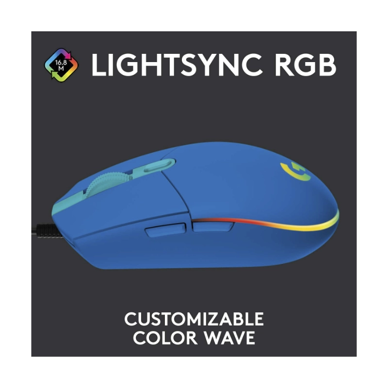 Mouse Logitech G203 Lightsync (910-005795) Gaming, Azul, 8000 Dpi, Led-Rgb 2 Mouse Logitech G203 Lightsync (910-005795) Gaming, Azul, 8000 Dpi, Led-Rgb - Imagen 2