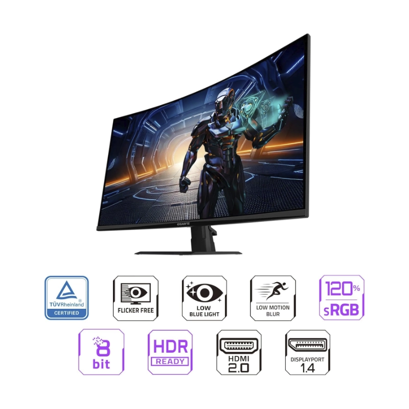 Monitor Gaming Gigabyte Led 32 (Gs32Qca) Curvo, Va, Qhd 2K , 2560X1440, 2 Hdmi/Dp, 1Ms, 180Hz, F/Sync 2 Monitor Gaming Gigabyte Led 32 (Gs32Qca) Curvo, Va, Qhd 2K , 2560X1440, 2 Hdmi/Dp, 1Ms, 180Hz, F/Sync - Imagen 2