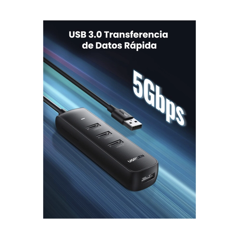 Hub Usb Ugreen 4 Puertos Cm416 (80657) Usb 3.0, Transferencia De Datos De 5 Gbps, Cable De 1 Metro 2 Hub Usb Ugreen 4 Puertos Cm416 (80657) Usb 3.0, Transferencia De Datos De 5 Gbps, Cable De 1 Metro - Imagen 2