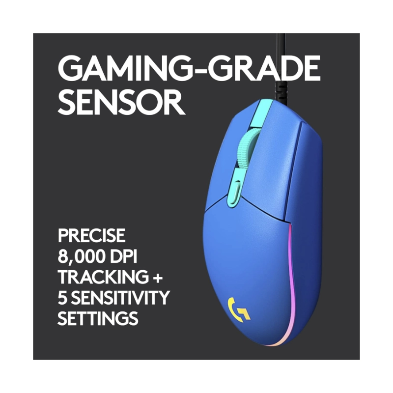 Mouse Logitech G203 Lightsync (910-005795) Gaming, Azul, 8000 Dpi, Led-Rgb 3 Mouse Logitech G203 Lightsync (910-005795) Gaming, Azul, 8000 Dpi, Led-Rgb - Imagen 3