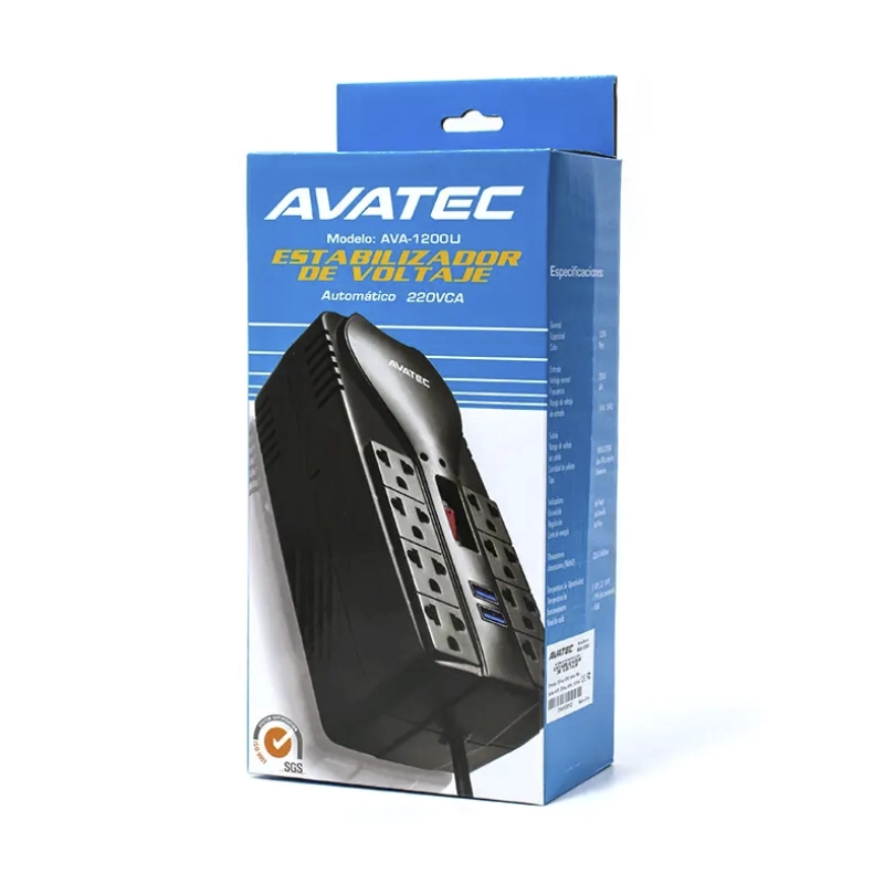 Estabilizador Avatec 8 Tomas (Ava-1200Ub) 1200Va, 600W, 2 Usb 4 Estabilizador Avatec 8 Tomas (Ava-1200Ub) 1200Va, 600W, 2 Usb - Imagen 4