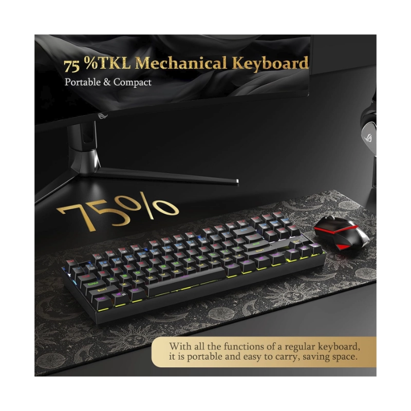 Teclado Redragon Kumara Rainbow 80% (K552-kr-sp) Gaming, Negro, Mecanico, Switch Rojo, Led-rgb 4 Teclado Redragon Kumara Rainbow 80% (K552-kr-sp) Gaming, Negro, Mecanico, Switch Rojo, Led-rgb - Imagen 4