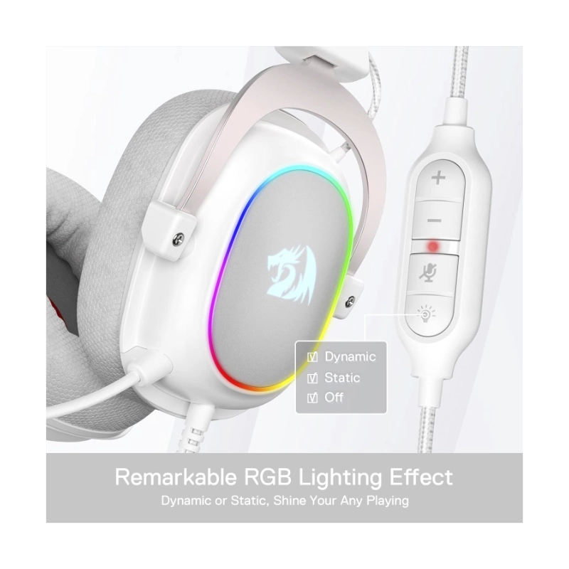 Auricular Redragon Zeus X (H510w-rgb) Gaming, Blanco, 7.1, Conexion Usb, Led-rgb 5 Auricular Redragon Zeus X (H510w-rgb) Gaming, Blanco, 7.1, Conexion Usb, Led-rgb - Imagen 5