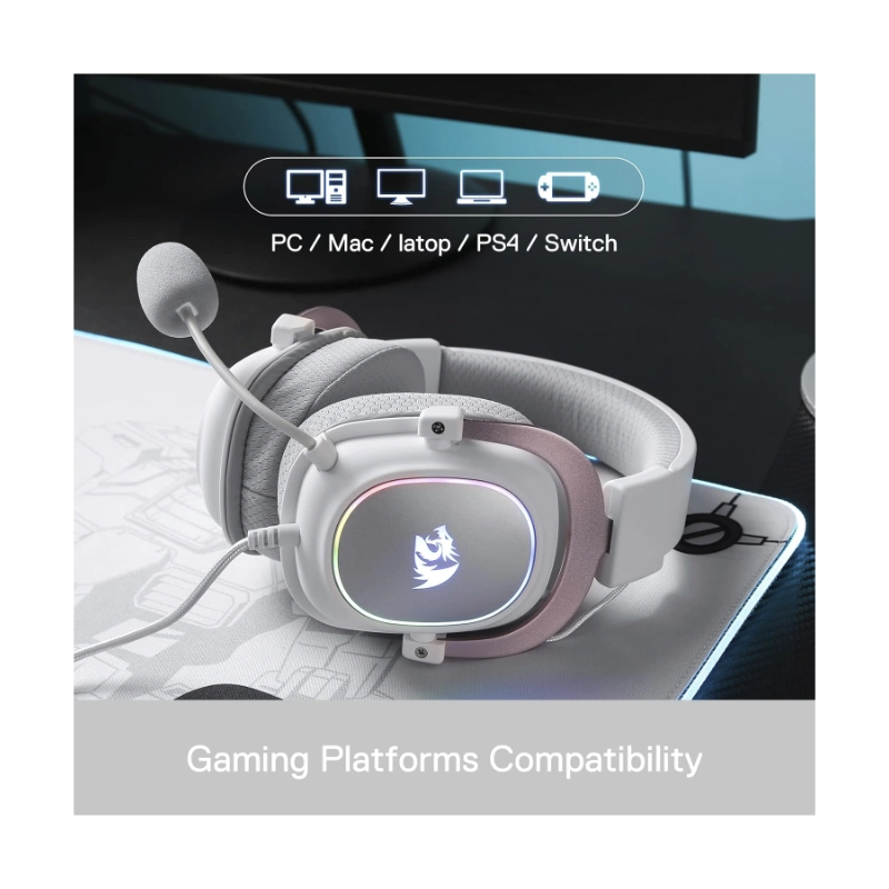 Auricular Redragon Zeus X (H510w-rgb) Gaming, Blanco, 7.1, Conexion Usb, Led-rgb 6 Auricular Redragon Zeus X (H510w-rgb) Gaming, Blanco, 7.1, Conexion Usb, Led-rgb - Imagen 6