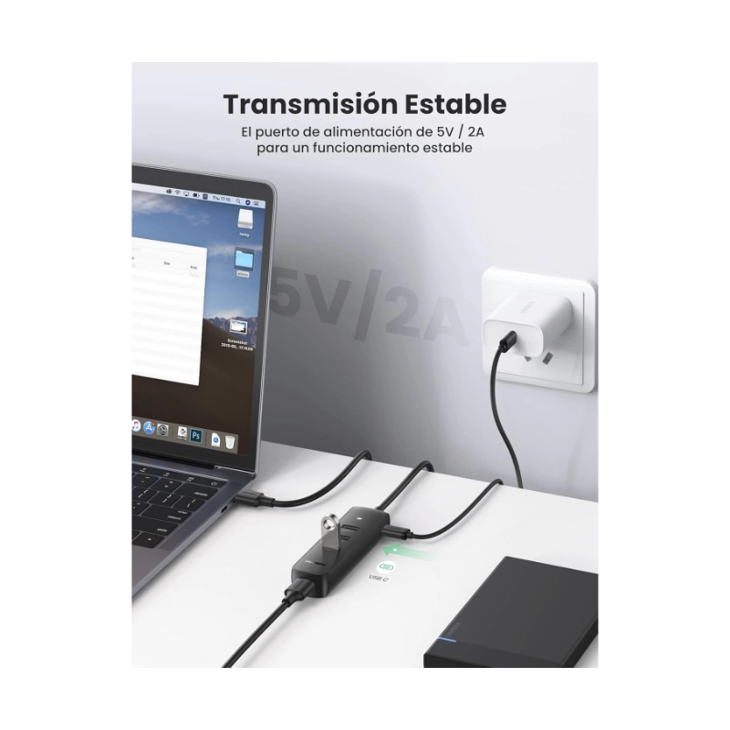 Hub Usb Ugreen 4 Puertos Cm416 (80657) Usb 3.0, Transferencia De Datos De 5 Gbps, Cable De 1 Metro 6 Hub Usb Ugreen 4 Puertos Cm416 (80657) Usb 3.0, Transferencia De Datos De 5 Gbps, Cable De 1 Metro - Imagen 6