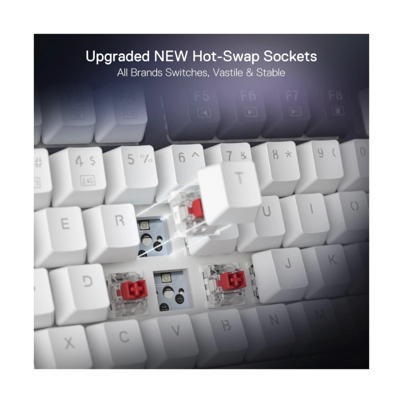 Teclado Inalambrico Redragon Ucal Pro 80% (K673wb-rgb-pro) Gaming, Negro Con Blanco, Mecanico, Switch Rojo, Bluetooth, Led-rgb 7 Teclado Inalambrico Redragon Ucal Pro 80% (K673wb-rgb-pro) Gaming, Negro Con Blanco, Mecanico, Switch Rojo, Bluetooth, Led-rgb - Imagen 7