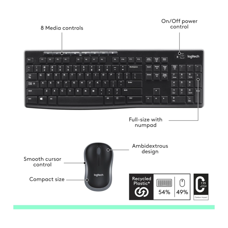 Combo Inalambrico Logitech Mk270 (920-004432) Teclado+mouse 8 Combo Inalambrico Logitech Mk270 (920-004432) Teclado+mouse - Imagen 8