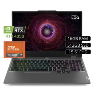 Laptop Gaming Lenovo Loq 15Arp9 Ryzen 7 7435Hs (83Jc00Mmlm) Ips Fhd 15.6, Ryzen 7, Ssd512 M.2, 16Gb, Rtx 4050 6Gb, Sin Sistema