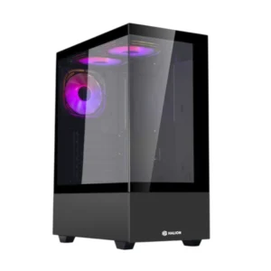 Case Halion (Mark 355) Sin Fuente, Negro, Micro-Atx, 2 Panel Vidrio, X3 Fan, Led-Rgb