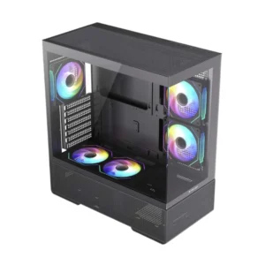 Case Halion (Crystal 706B) Sin Fuente, Negro, Atx, 2 Panel Vidrio, X5 Fan, Led-Argb