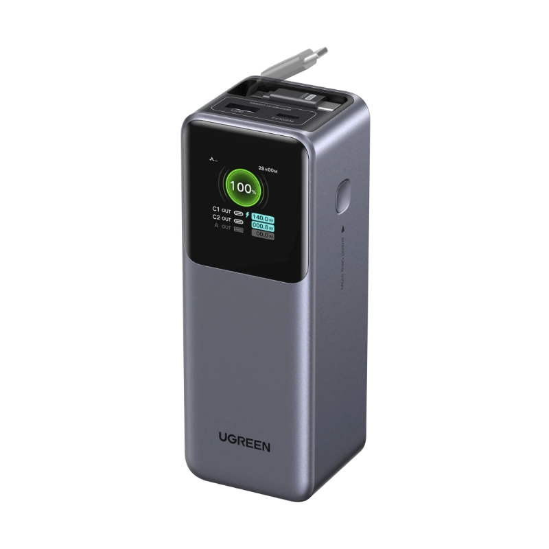 Power Bank Ugreen Pb726 (55987B) Nexode, Cable Retractil Integrado, Pantalla Inteligente Tft, Carga Rapida De 165 W, 20000Mah 1 Power Bank Ugreen Pb726 (55987B) Nexode, Cable Retractil Integrado, Pantalla Inteligente Tft, Carga Rapida De 165 W, 20000Mah