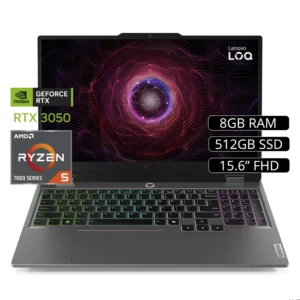 Laptop Gaming Lenovo Loq 15Arp9 Ryzen 5 7235Hs (83Jc00Mjlm) Ips Fhd 15.6, Ryzen 5, Ssd512 M.2, 8Gb, Rtx 3050 6Gb, Sin Sistema