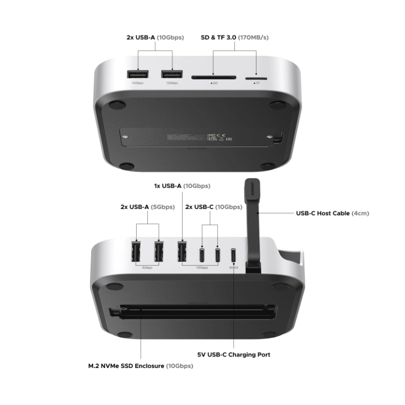 Base De Expansion Usb-C A 11 En 1 Para Mac Mini M4/M4 Pro Ugreen Cm841 (65487) X2 Usb-C, X5 Usb-A, X1 Sd Card Slot, X1 Tf Card Slot, X1 M.2 Slot 2 Base De Expansion Usb-C A 11 En 1 Para Mac Mini M4/M4 Pro Ugreen Cm841 (65487) X2 Usb-C, X5 Usb-A, X1 Sd Card Slot, X1 Tf Card Slot, X1 M.2 Slot - Imagen 2