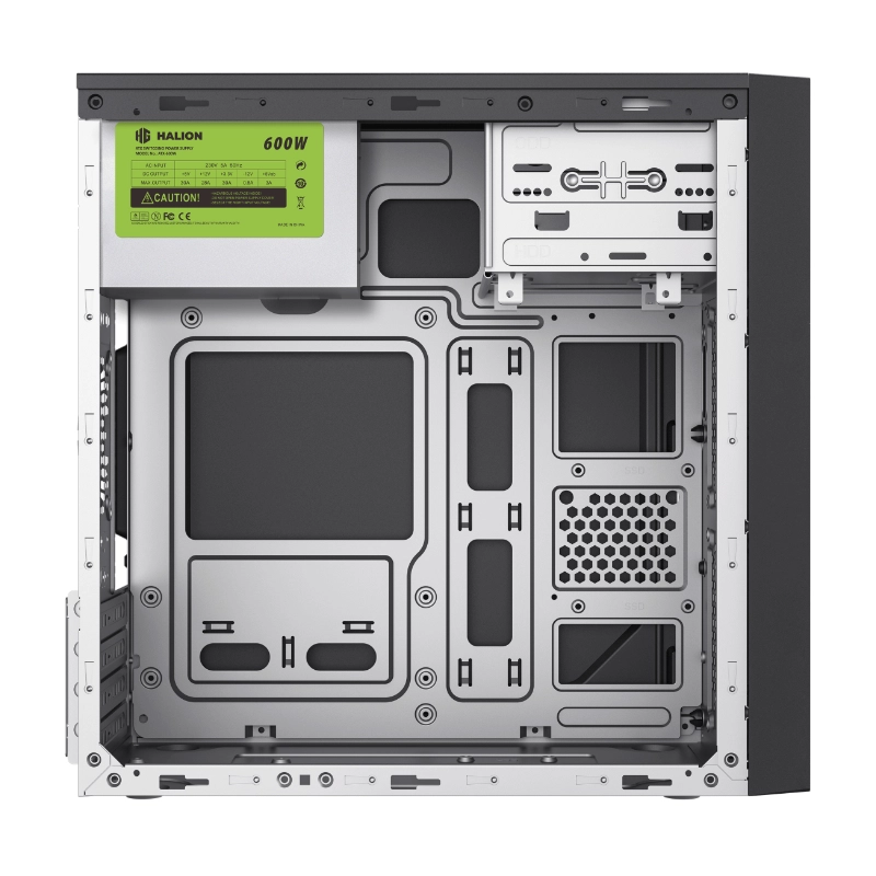 Case Halion Office (6526) Con Fuente De 600W, Negro, Micro-Atx, X1 Fan 4 Case Halion Office (6526) Con Fuente De 600W, Negro, Micro-Atx, X1 Fan - Imagen 4