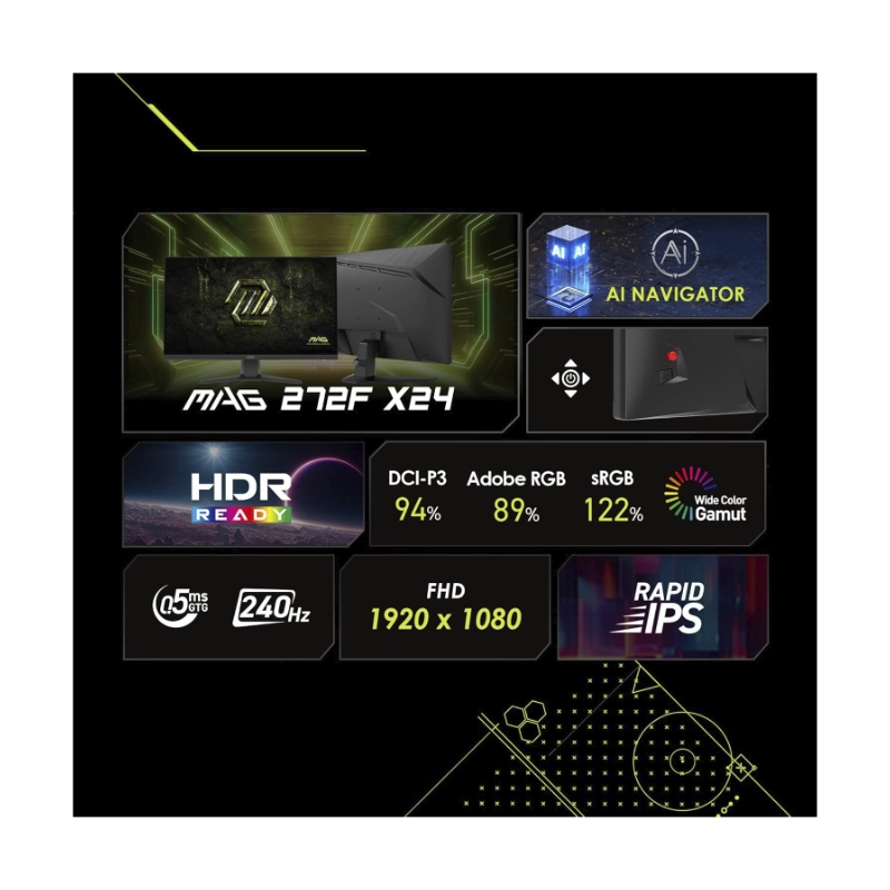 Monitor Gaming Msi Led 27 (Mag 272F X24) Rapid Ips, Fhd, 2 Hdmi/Dp, 0.5Ms, 240Hz, Eye Care, Ai Navigator, Sincronizacion Adaptativa Amd 4 Monitor Gaming Msi Led 27 (Mag 272F X24) Rapid Ips, Fhd, 2 Hdmi/Dp, 0.5Ms, 240Hz, Eye Care, Ai Navigator, Sincronizacion Adaptativa Amd - Imagen 4