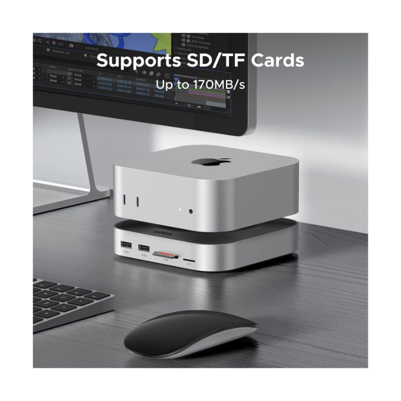 Base De Expansion Usb-C A 11 En 1 Para Mac Mini M4/M4 Pro Ugreen Cm841 (65487) X2 Usb-C, X5 Usb-A, X1 Sd Card Slot, X1 Tf Card Slot, X1 M.2 Slot 6 Base De Expansion Usb-C A 11 En 1 Para Mac Mini M4/M4 Pro Ugreen Cm841 (65487) X2 Usb-C, X5 Usb-A, X1 Sd Card Slot, X1 Tf Card Slot, X1 M.2 Slot - Imagen 6