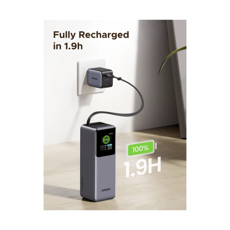 Power Bank Ugreen Pb726 (55987B) Nexode, Cable Retractil Integrado, Pantalla Inteligente Tft, Carga Rapida De 165 W, 20000Mah 7 Power Bank Ugreen Pb726 (55987B) Nexode, Cable Retractil Integrado, Pantalla Inteligente Tft, Carga Rapida De 165 W, 20000Mah - Imagen 7
