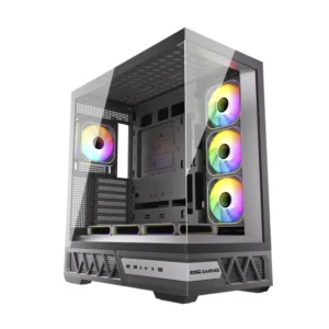 Case Esgaming (Enkido-B) Sin Fuente, Negro, Atx, 2 Panel Vidrio, X7 Fan, Led-Argb