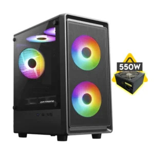 Case Dataone (Luna Bp6) Fuente De 550W, Negro, Micro-Atx, 1 Panel Vidrio, X3 Fan, Led-Rgb