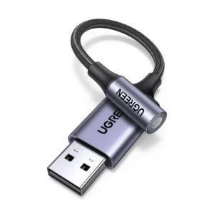 Adaptador Usb A Audio 3.5Mm Ugreen (30757) Cable 25Cm, Soporte Para Microfono Trrs, Cable Trenzado