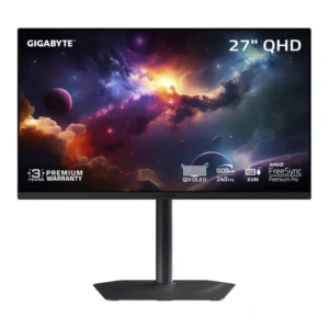 Monitor Gaming Gigabyte 27 (Mo27Q2) Qd-Oled, Qhd 2K, 2 Hdmi/Dp/Usb-C, Kvm Tipo C, 0.03Ms, 240Hz, Amd Freesync Premium Pro, Altura Ajustable