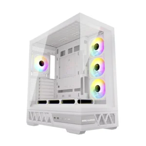 Case Esgaming (Enkido-W) Sin Fuente, Blanco, Atx, 2 Panel Vidrio, X7 Fan, Led-Argb