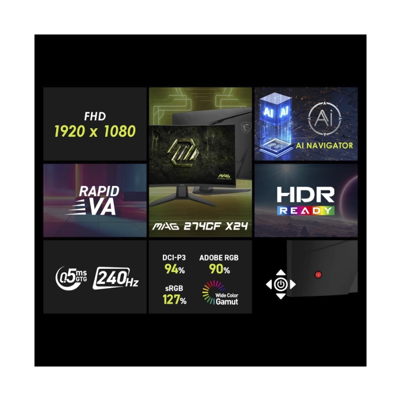 Monitor Gaming Msi 27 (Mag 274Cf X24) Curvo, Fhd, Va, Ai Vision, Hdmi/Dp, 0.5Ms, 240Hz 2 Monitor Gaming Msi 27 (Mag 274Cf X24) Curvo, Fhd, Va, Ai Vision, Hdmi/Dp, 0.5Ms, 240Hz - Imagen 2