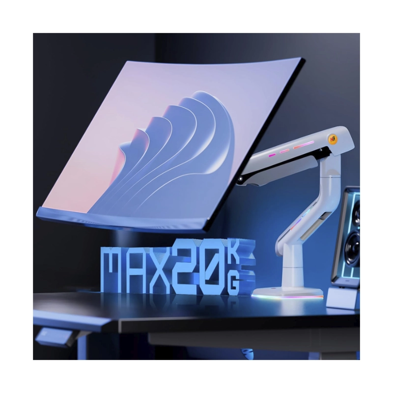Brazo Soporte Para Monitor North Bayou F5-Xe (1113421107) Blanco, Rack Base, Para 32 A 60, De 2Kg Hasta 20Kg, Altura Ajustable, Luz Rgb 3 Brazo Soporte Para Monitor North Bayou F5-Xe (1113421107) Blanco, Rack Base, Para 32 A 60, De 2Kg Hasta 20Kg, Altura Ajustable, Luz Rgb - Imagen 3