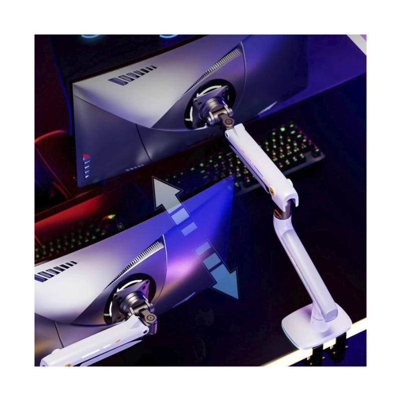Brazo Soporte Para Monitor North Bayou F5-Xe (1113421107) Blanco, Rack Base, Para 32 A 60, De 2Kg Hasta 20Kg, Altura Ajustable, Luz Rgb 7 Brazo Soporte Para Monitor North Bayou F5-Xe (1113421107) Blanco, Rack Base, Para 32 A 60, De 2Kg Hasta 20Kg, Altura Ajustable, Luz Rgb - Imagen 7