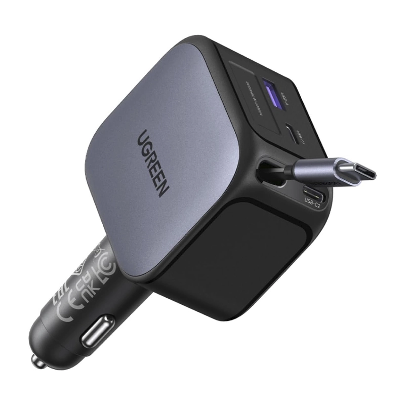 Cargador Retractil Para Automovil Ugreen Ec604 (55910B) 145W, X2 Usb-C, X1 Usb-A, Carga Rapida Con Cable Tipo C, Adaptador De Encendedor De Cigarrillo 1 Cargador Retractil Para Automovil Ugreen Ec604 (55910B) 145W, X2 Usb-C, X1 Usb-A, Carga Rapida Con Cable Tipo C, Adaptador De Encendedor De Cigarrillo