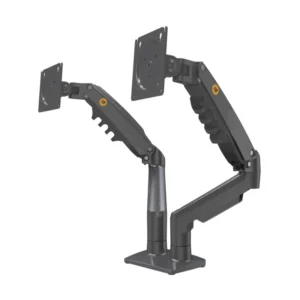 Brazo Soporte Para 2 Monitores North Bayou F160 (1100671038-F160-B) Matte Ch, Rack Base, Para 17 A 32, De 2Kg Hasta 9Kg, Brazo Giratorio, Ergonomico