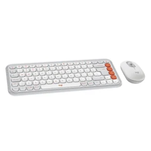 Combo Inalambrico Logitech Pop Icon Combo (920-013055) Blanco Cremoso, Bluetooth, Escritura Comoda, Clics Silenciosos, Programables, Teclado+Mouse