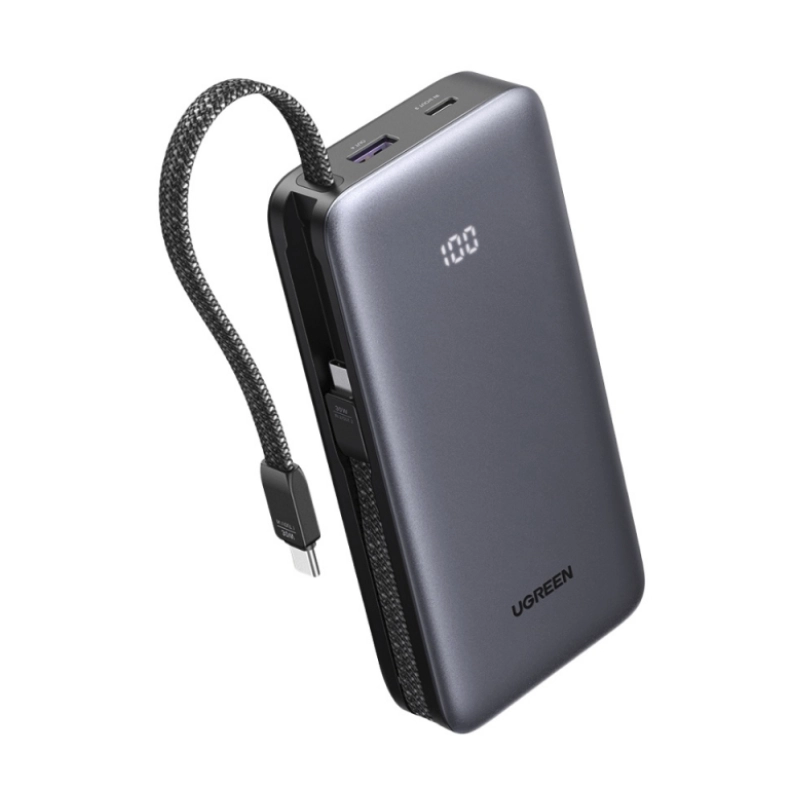 Power Bank Ugreen Pb528 (55985B) Portatil, Indicador Led Y Cable Usb-C Integrado, Carga Rapida Pd 30W, 20000Mah 1 Power Bank Ugreen Pb528 (55985B) Portatil, Indicador Led Y Cable Usb-C Integrado, Carga Rapida Pd 30W, 20000Mah