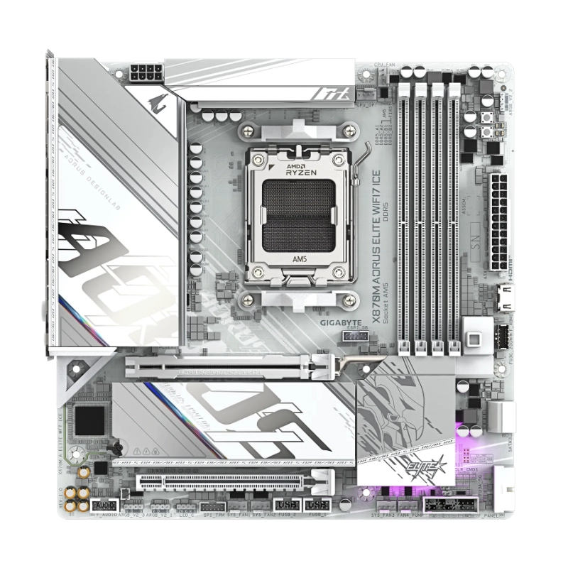 Placa Gigabyte (X870M Aorus Elite Wifi7 Ice) Am5, Micro-Atx, Pcie 5.0, Wifi 7, Lan De 2.5Gbe, Ddr5 2 Placa Gigabyte (X870M Aorus Elite Wifi7 Ice) Am5, Micro-Atx, Pcie 5.0, Wifi 7, Lan De 2.5Gbe, Ddr5 - Imagen 2