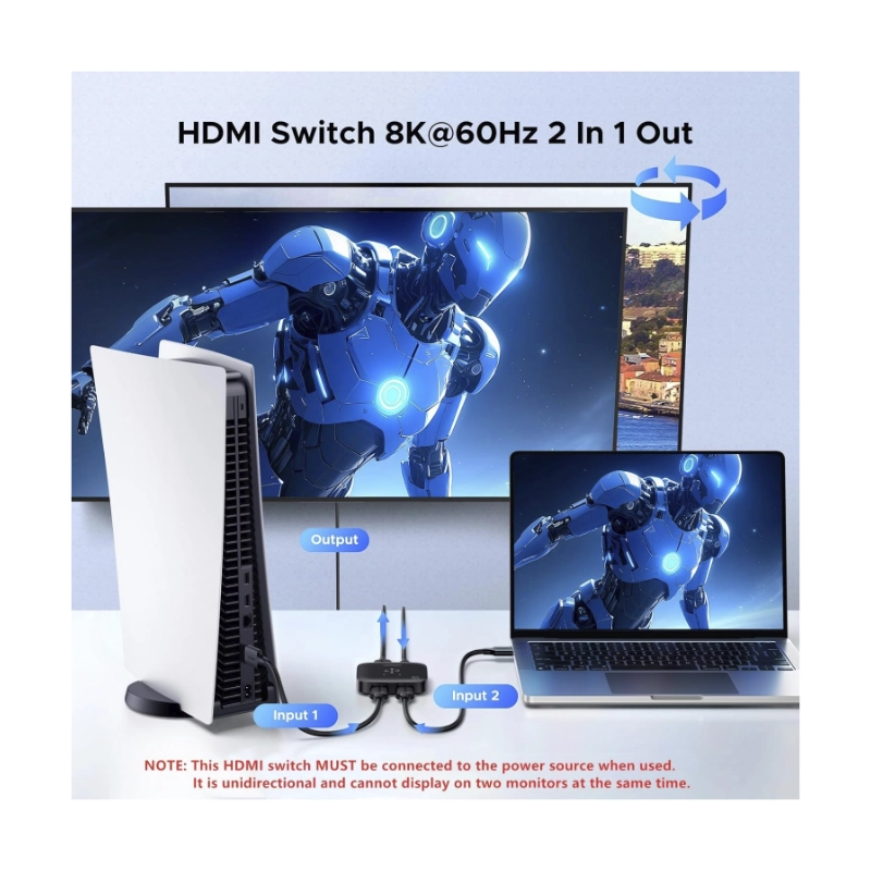 Switch Hdmi 2 X 1 Ugreen Aw700 (65877) 8K @60Hz, 2.1, Dolby Atmos 48Gbps, Trasmite Una Sola Imagen De Diferentes Equipos 2 Switch Hdmi 2 X 1 Ugreen Aw700 (65877) 8K @60Hz, 2.1, Dolby Atmos 48Gbps, Trasmite Una Sola Imagen De Diferentes Equipos - Imagen 2