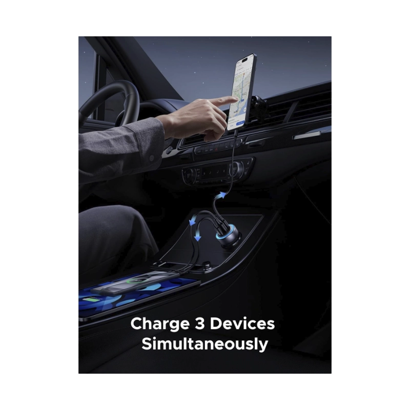 Cargador Para Automovil Ugreen Ec307 (45843) 30W, X2 Usb-C, X1 Usb-A, Adaptador De Encendedor De Cigarrillos 3 Cargador Para Automovil Ugreen Ec307 (45843) 30W, X2 Usb-C, X1 Usb-A, Adaptador De Encendedor De Cigarrillos - Imagen 3