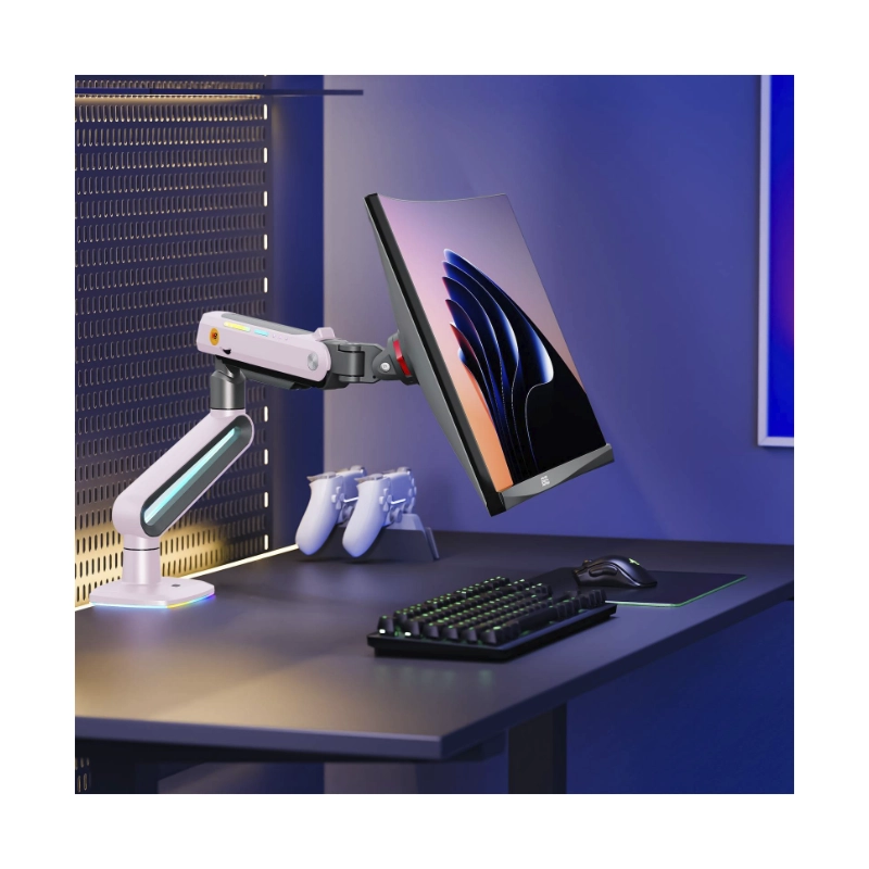 Brazo Soporte Para Monitor North Bayou J6 (1119781093) Gaming, Rosado, Rack Base, Para 32 A 60, De 2Kg Hasta 20Kg, Altura Ajustable, Luz Rgb 3 Brazo Soporte Para Monitor North Bayou J6 (1119781093) Gaming, Rosado, Rack Base, Para 32 A 60, De 2Kg Hasta 20Kg, Altura Ajustable, Luz Rgb - Imagen 3