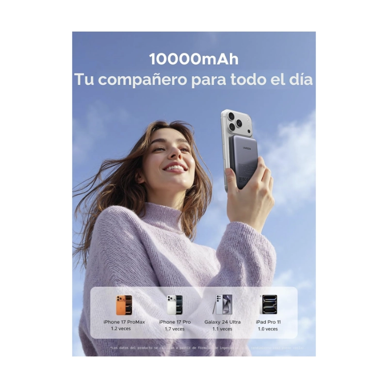 Power Bank Ugreen Pb561 (25919) Magnetico Magsafe, Carga Rapida Pd 20W, Iphone 17/17 Pro/17 Air/17 Pro Max, 10000Mah 3 Power Bank Ugreen Pb561 (25919) Magnetico Magsafe, Carga Rapida Pd 20W, Iphone 17/17 Pro/17 Air/17 Pro Max, 10000Mah - Imagen 3