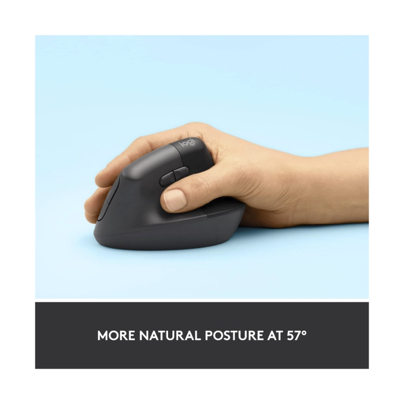 Mouse Inalambrico Logitech Vertical Lift (910-006466) Negro, Bluetooth, Ergonomico, Clics Silenciosos, Para Mano Derecha, 4000 Dpi 3 Mouse Inalambrico Logitech Vertical Lift (910-006466) Negro, Bluetooth, Ergonomico, Clics Silenciosos, Para Mano Derecha, 4000 Dpi - Imagen 3